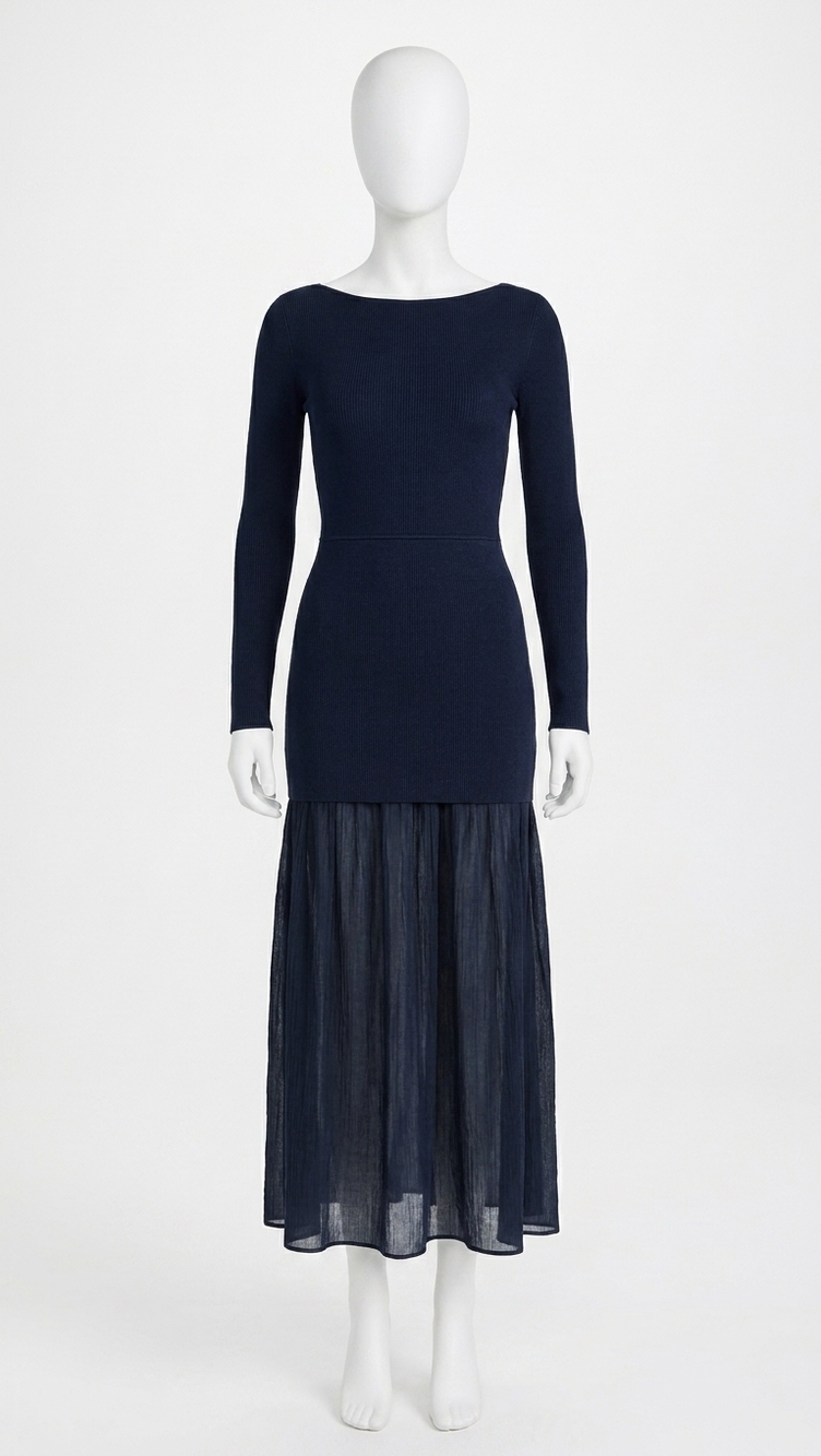 NEW LINE AND DOT women's gemma long dress in navy